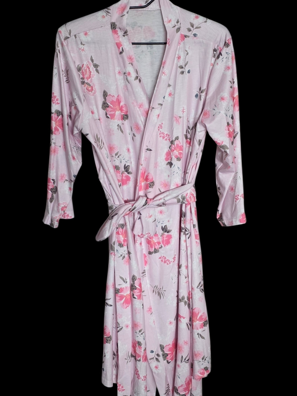Women’s Pink Floral Wrap Robe - Lightweight Bathrobe